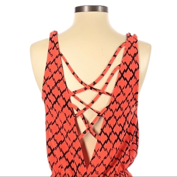 🌺 Urban Outfitters Silence + Noise Crisscross Plunge Boho Orange Romper XS - Picture 2 of 10